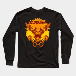 Machine Motor Bike - Burning Long Sleeve T-Shirt